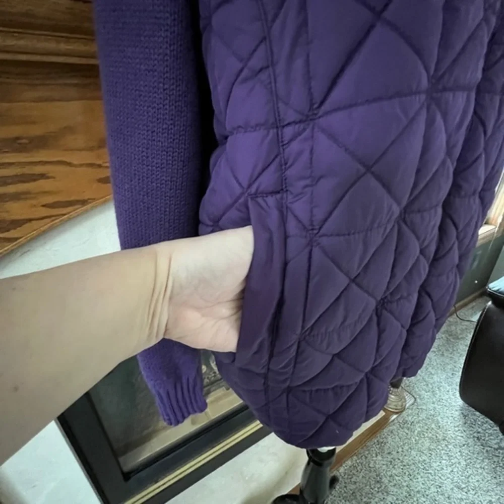 Coldwater Creek‎ Women's Purple Wool Blend Full Zip Quilted Sweater Jacket Sz. L